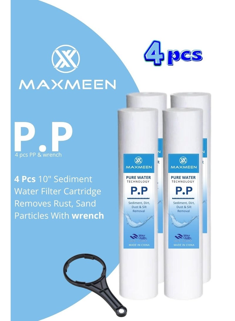 ماكسمين طقم 4 غيارات فلتر سدمنت 10 إنش من Maxmeen Water - Image 1