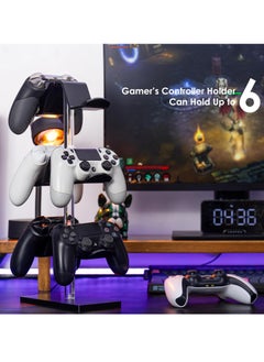 General Controller Holder Headset Stand 3 Tier, Adjustable Acrylic Gaming Controller Stand Compatible with PS4, PS5, XBOX ONE, SWITCH, Universal Design (Black)  - Image 2