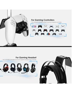 General Controller Holder Headset Stand 3 Tier, Adjustable Acrylic Gaming Controller Stand Compatible with PS4, PS5, XBOX ONE, SWITCH, Universal Design (Black)  - Image 5