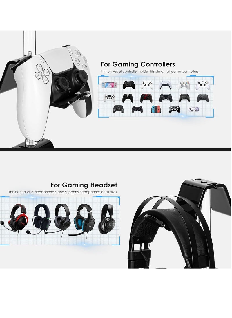 General - Controller Holder Headset Stand 3 Tier, Adjustable Acrylic Gaming Controller Stand Compatible with PS4, PS5, XBOX ONE, SWITCH, Universal Design (Black) - Image 1