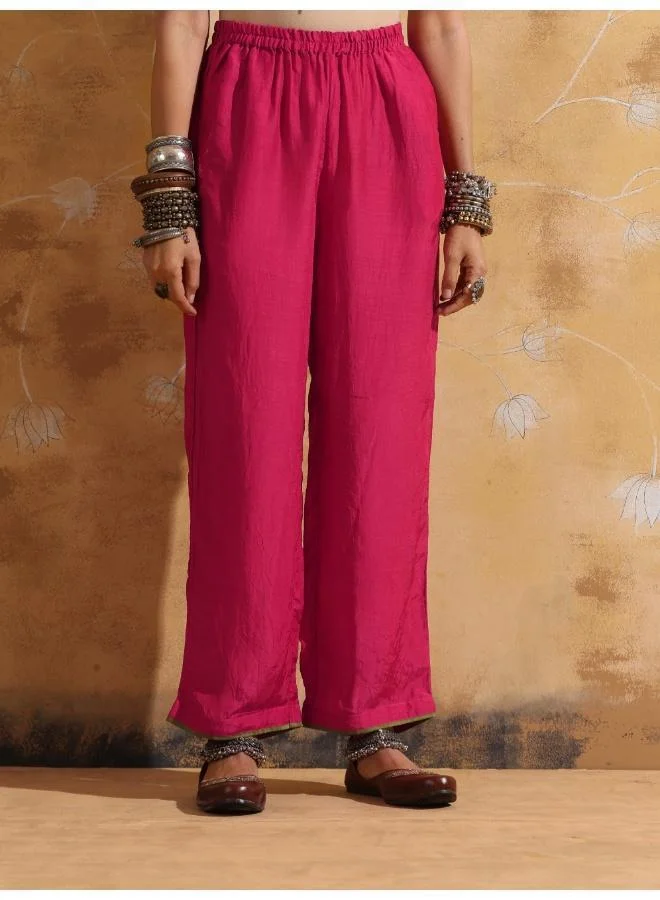 trueBrowns trueBrowns Green Muslin Silk High-Slit Kurta Pant Set