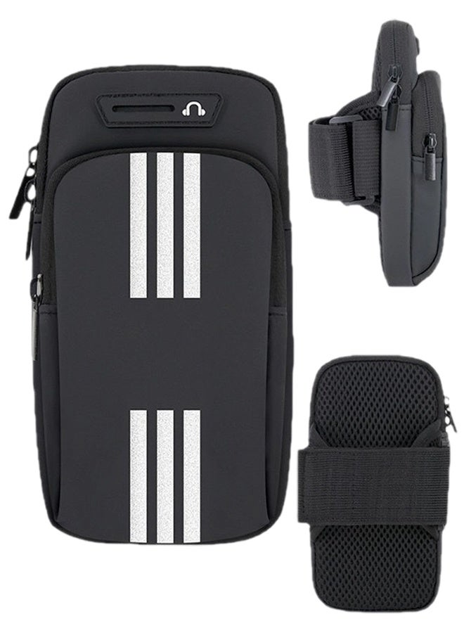 Sports Running Phone Armband, Cell Phone Holder Sleeve Pouch Carrier Arm Bag, Fitness Arm Band Phone Holder Compatible with iPhone 17 16 15 14 13 12 11 Pro Max Xs 16e Xr X Plus & Galaxy Ultra Note Series, Sports Accessory for Gym Workout Jogging Outdoor Exercise Daily Training, Black - Image 1