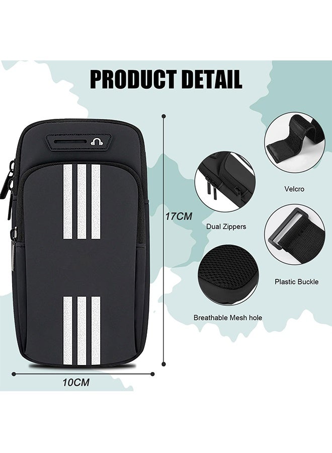 Sports Running Phone Armband, Cell Phone Holder Sleeve Pouch Carrier Arm Bag, Fitness Arm Band Phone Holder Compatible with iPhone 17 16 15 14 13 12 11 Pro Max Xs 16e Xr X Plus & Galaxy Ultra Note Series, Sports Accessory for Gym Workout Jogging Outdoor Exercise Daily Training, Black - Image 5