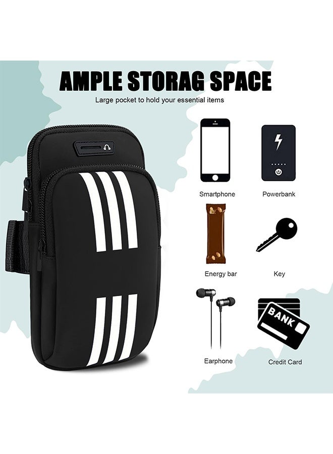 Sports Running Phone Armband, Cell Phone Holder Sleeve Pouch Carrier Arm Bag, Fitness Arm Band Phone Holder Compatible with iPhone 17 16 15 14 13 12 11 Pro Max Xs 16e Xr X Plus & Galaxy Ultra Note Series, Sports Accessory for Gym Workout Jogging Outdoor Exercise Daily Training, Black - Image 3