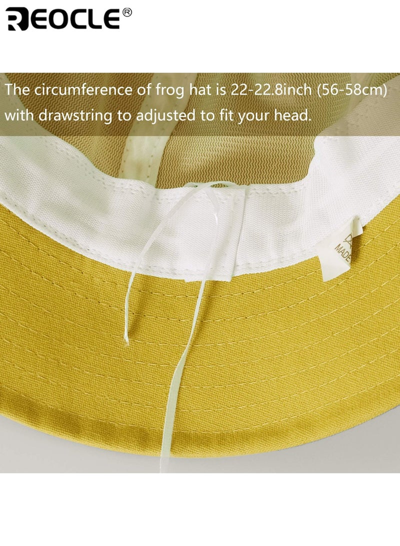REOCLE Frog Bucket Hat with Polyester Fabric and Funny Fisherman Design Novelty Sun Hat with Wide Brim for Adult Teens Men Outdoor Wear - Image 4
