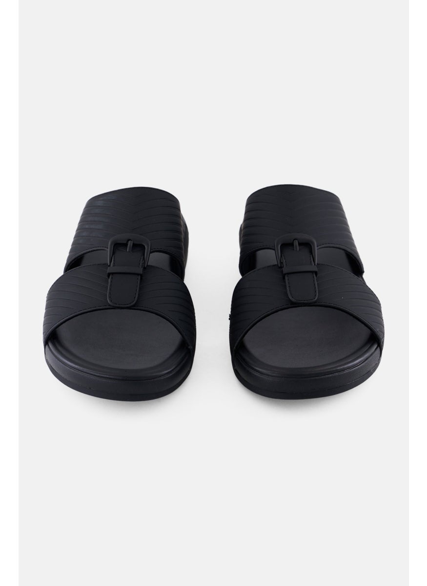 Algspar Men Double Strap Slip On Arabic Sandals, Black  - Image 4