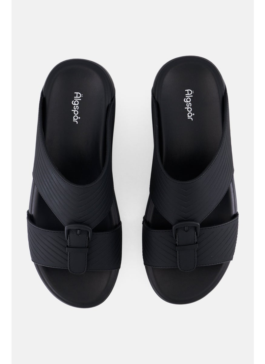 Algspar Men Double Strap Slip On Arabic Sandals, Black  - Image 3