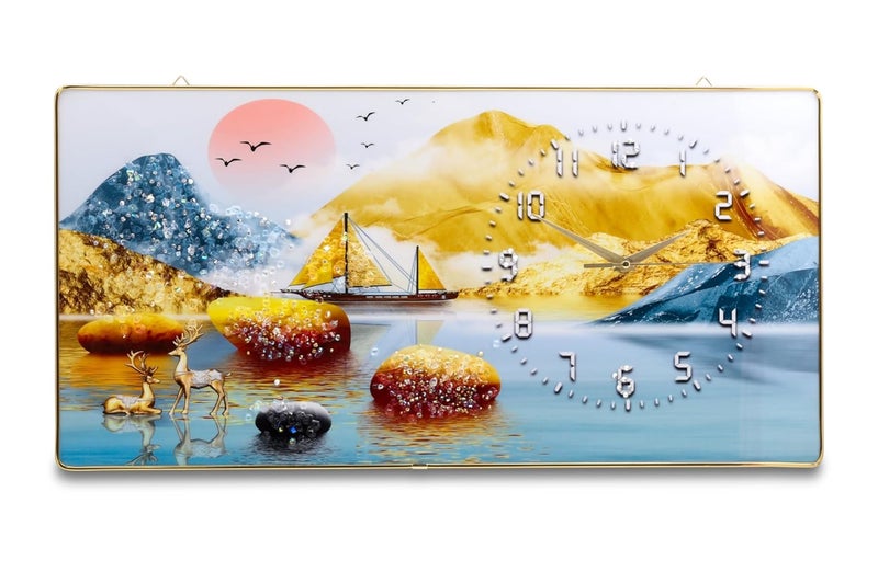 De'rons Derons Silent Crystal Wall Clock with Decorative Wall Art Painting Picture Photo Frame Designer Stylish Latest Wall Clocks for Living Room Bedroom Home Decor Gift 30x60cm DC9136 - Image 5