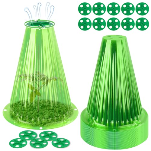 UQM 30 Pack Garden Cloches for Plants Reusable Bell Plant Protector with Rotary Vent Cover Garden Protection from Animals Snails Birds Chickens Insect 918 H X 756 D Green - Image 1
