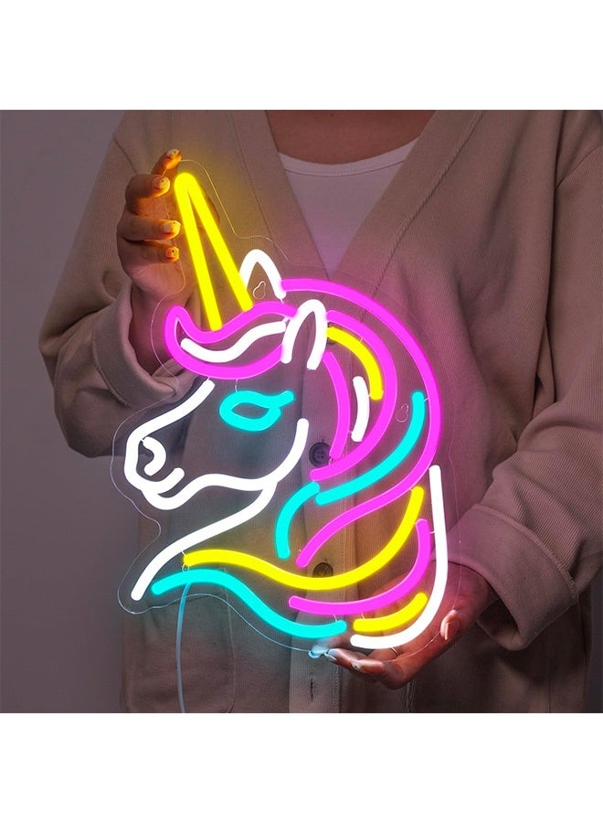 Peachjoy Unicorn Neon Sign for Wall Decor, Dimmable Colorful Unicorn Neon Lights for Girls Room, USB Powered Unicorn Led Signs for Bedroom Kids Room, Perfect Gifts Unicorn Lights for Girls(13"*12.6")  - Image 2