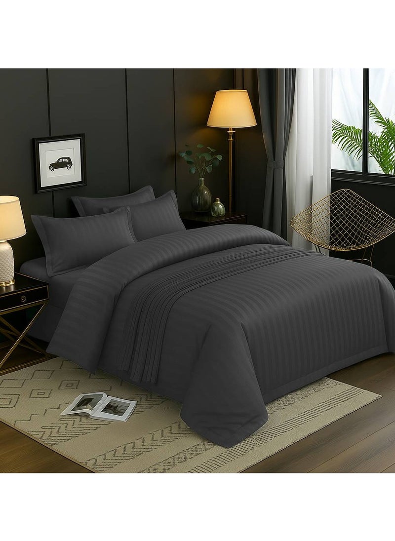 MAXQON 6-Piece Duvet Cover Set – Includes 1 Duvet Cover, 1 Fitted Sheet & 4 Pillowcases – King/Queen/Single Sizes, Color Grey  - Image 3