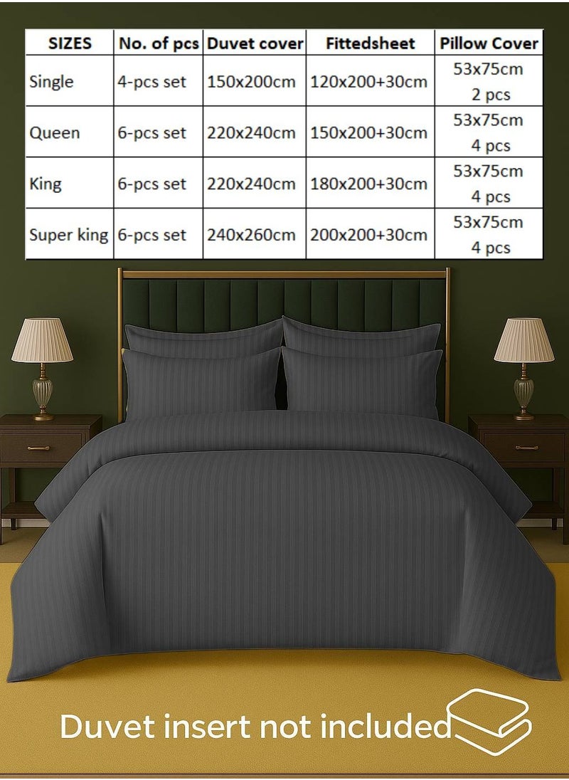 MAXQON 6-Piece Duvet Cover Set – Includes 1 Duvet Cover, 1 Fitted Sheet & 4 Pillowcases – King/Queen/Single Sizes, Color Grey  - Image 4
