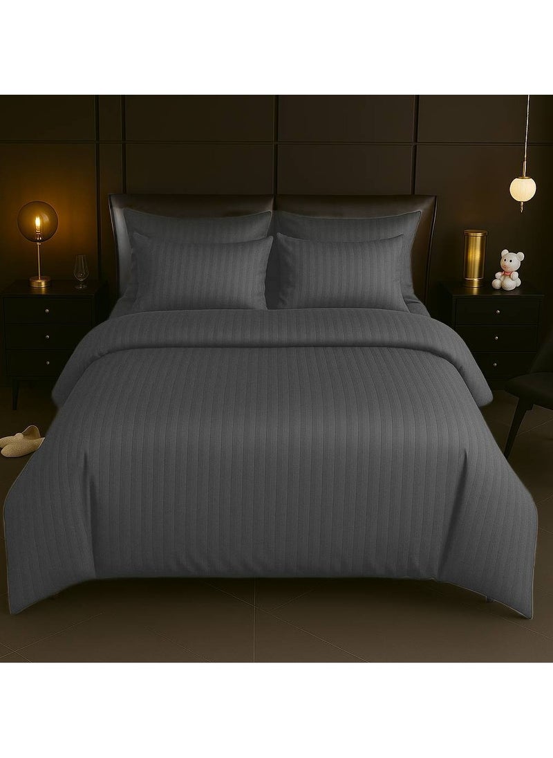 MAXQON 6-Piece Duvet Cover Set – Includes 1 Duvet Cover, 1 Fitted Sheet & 4 Pillowcases – King/Queen/Single Sizes, Color Grey  - Image 1