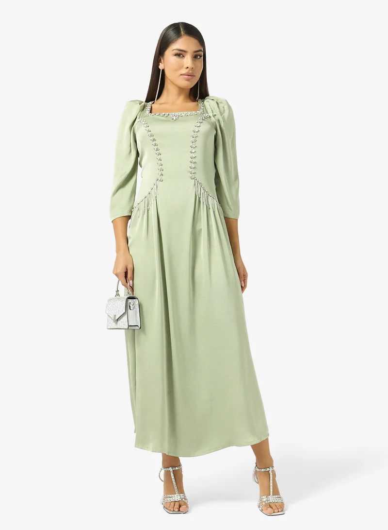 Khizana  Embellished Dress With Mock Peplum Detail for Women | Best Price UAE