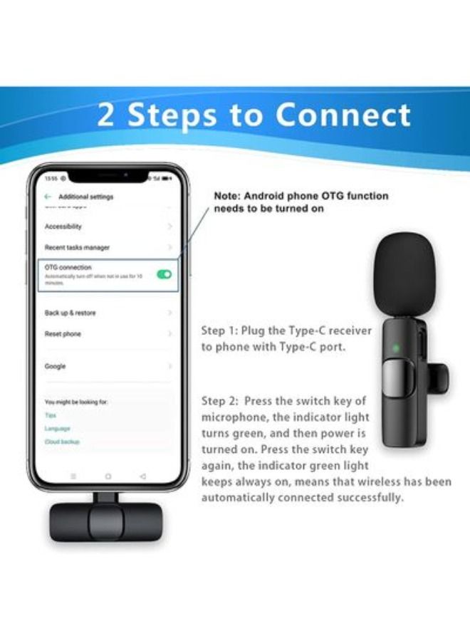 Wireless Lavalier Microphone Type C Black - Image 1