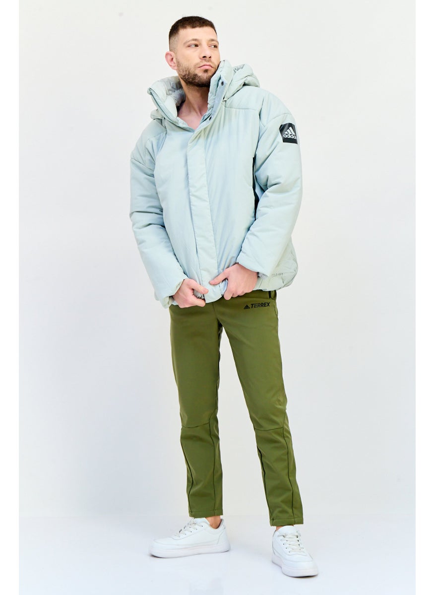 Adidas Men Sportswear Fit Long Sleeve Short Outdoor MyShelter Puffer Jacket, Light Grey  - Image 4