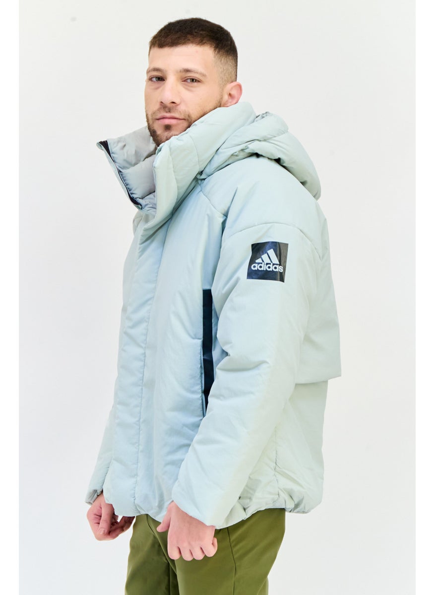 Adidas Men Sportswear Fit Long Sleeve Short Outdoor MyShelter Puffer Jacket, Light Grey  - Image 2