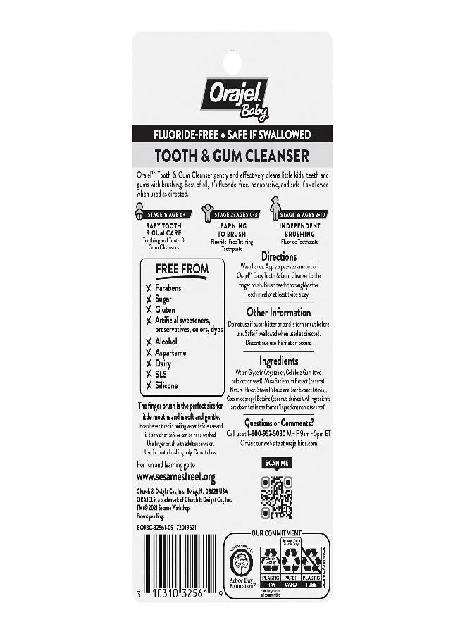 Orajel Baby Elmo Tooth & Gum Cleanser Fluoride-Free, 1 Finger brush, 1 Toothpaste 1oz; #1 Pediatrician Recommended Fluoride-Free Toothpaste* - Image 2