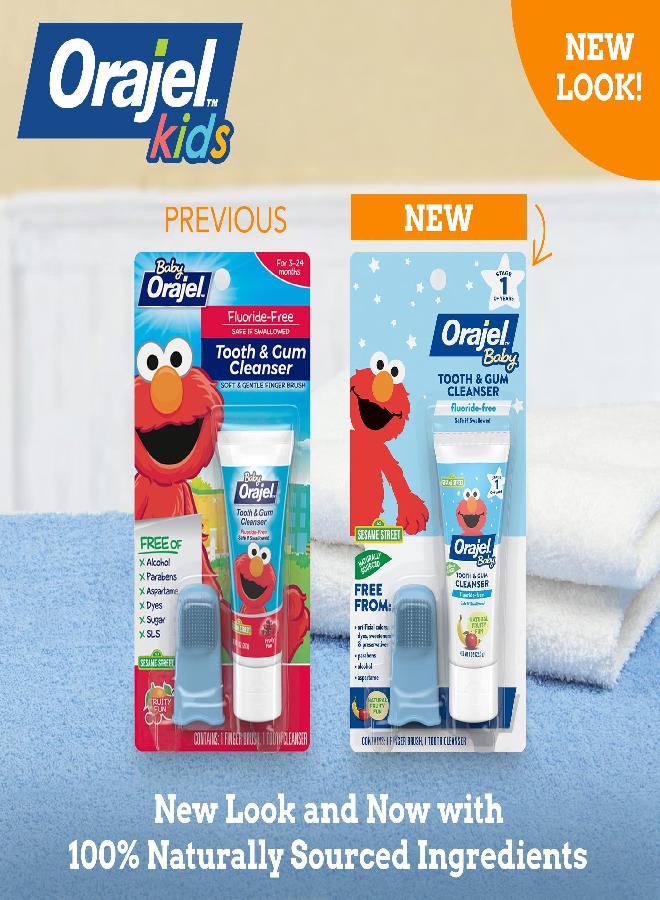 Orajel Baby Elmo Tooth & Gum Cleanser Fluoride-Free, 1 Finger brush, 1 Toothpaste 1oz; #1 Pediatrician Recommended Fluoride-Free Toothpaste* - Image 4