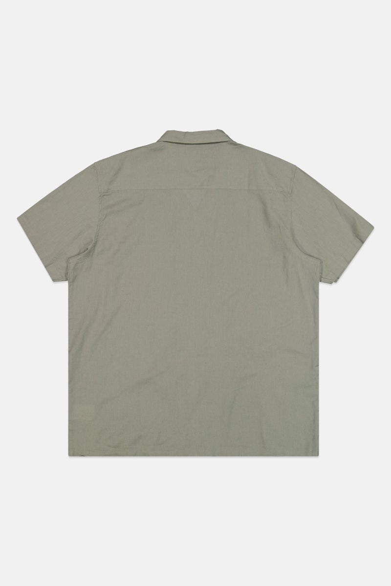 Threadbare Men Regular Fit Short Sleeve Embroidered Casual Shirt, Sage Green - Image 3