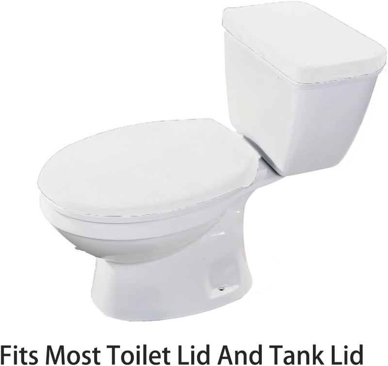 Madeals Toilet Mat and lid Cover Set with Toilet Tank Cover 3 Piece Toilet Set White - Image 3