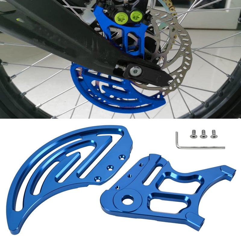 BILLFARO 2Pcs Blue Rear Brake Disc Guard CoverAluminum Dirt Pit Bike Motorcycle Sprocket Guards Derailleur Cover Caliper Chain Protector for Sur Ron Light Bee for SurronSegway X160X260