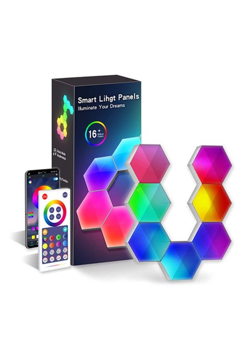 Hexagon Light Panels Smart LED Wall Lights Glide Hexa RGBIC Wall Lights with Music Sync Scene Modes Work for Gaming Room Bedroom Living Room