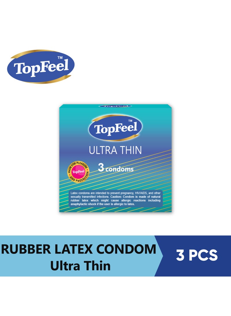 Top Feel Male Latex Condom, Ultra Thin 3 Pcs Per Box