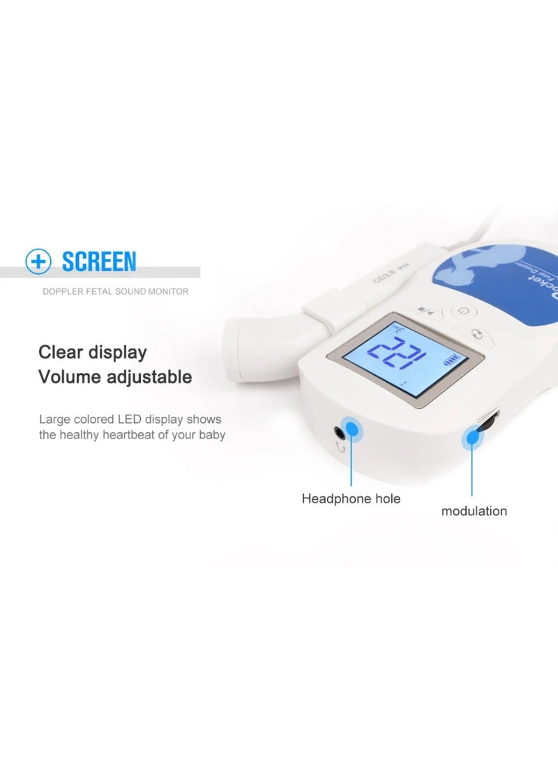 Generic Fetal Doppler Prenatal Pocket Digital Ultrasound Detector Heartbeat Pregnant Doppler Prenatal Monitor  - Image 5