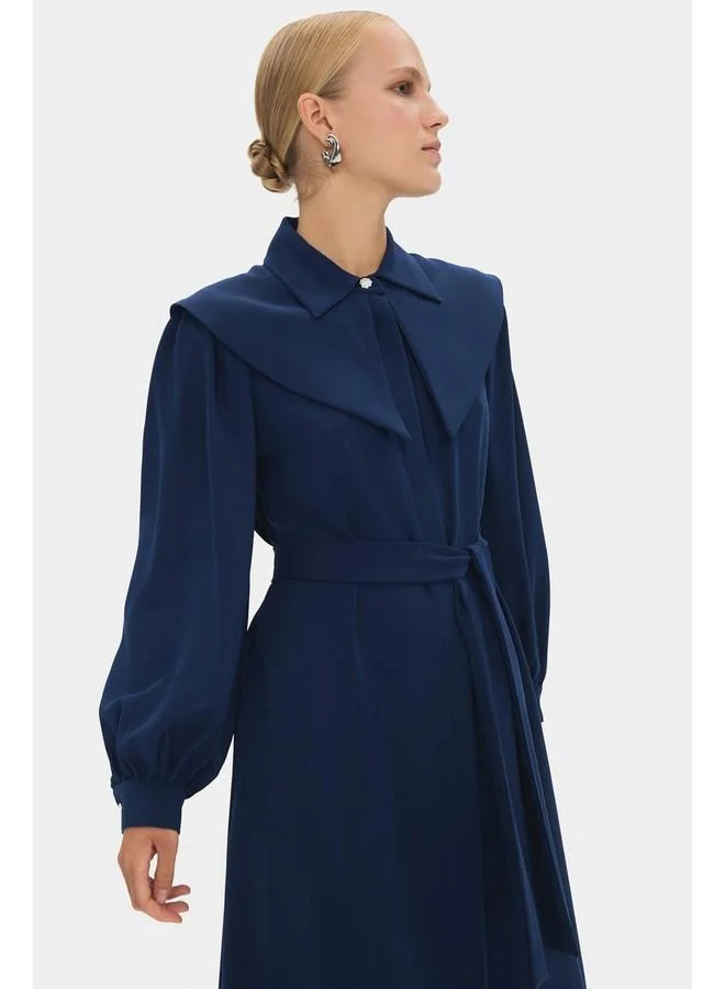 JUNE Belted Collar Dress