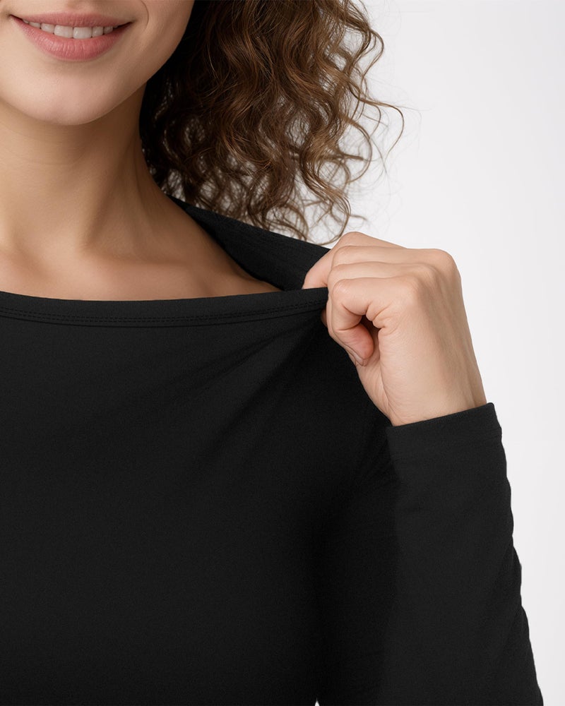 NY Threads Womens Under Scrub Slim Fit Long Sleeve T-Shirt Underscrub Comfort Tee, Small, Black - Image 2