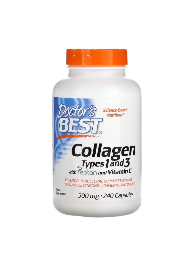 دكتورز بست Collagen Types 1 and 3 with Peptan and Vitamin C 125 mg 240 Capsules - Image 1