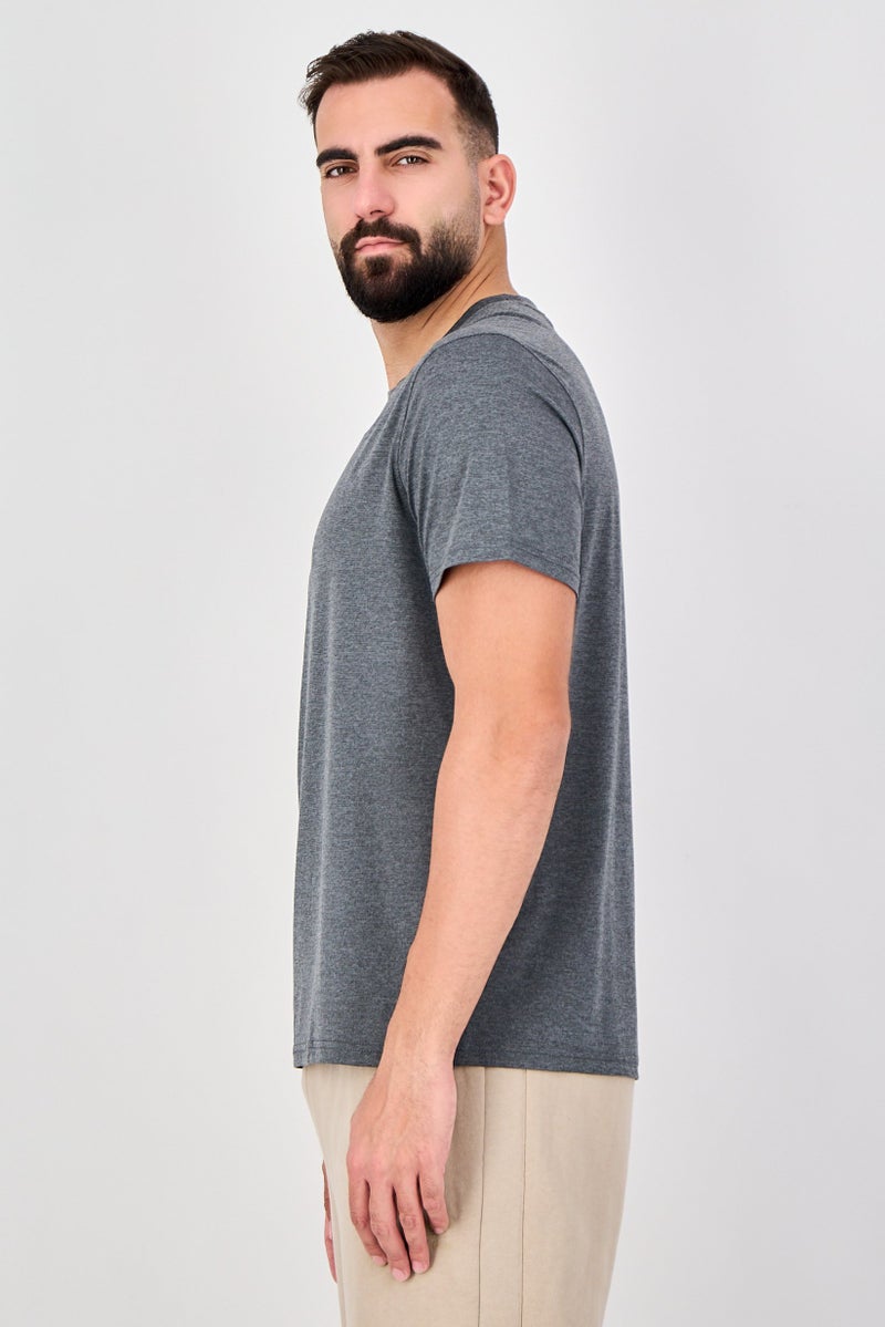 MOTION Men Sportswear Fit Short Sleeve Training Core T-Shirt, Charcoal - Image 2