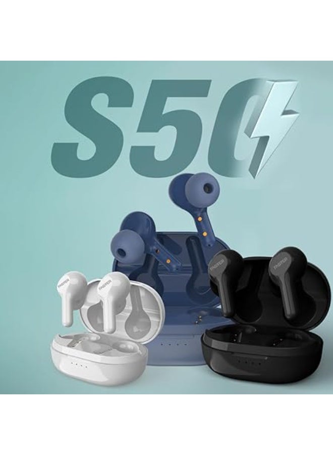 Faster سماعات أذن لاسلكية S50 مع مساعد صوتي نشط - 6 ساعات من وقت التشغيل - صوت ستيريو عالي الدقة - سماعات بلوتوث مع زمن استجابة منخفض للغاية - مقاومة للعرق ورذاذ الماء IPX5 - للتمارين الرياضية، الصالة الرياضية - متوافقة مع آيفون وأندرويد (أبيض) - Image 4