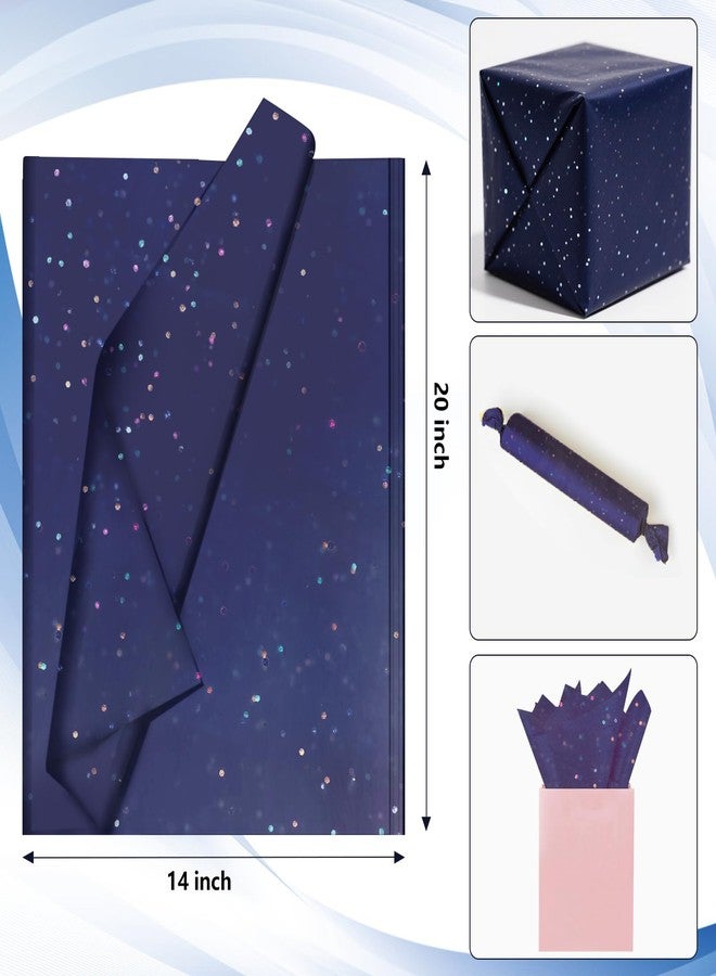Ueerdand Blue Glitter Tissue Paper for Gift Bags 36 Sheets 14x20 Inch - Recyclable Wrapping Paper for Weddings, Birthdays, Party & Festival Decorations DIY Craft Supplies - Image 2