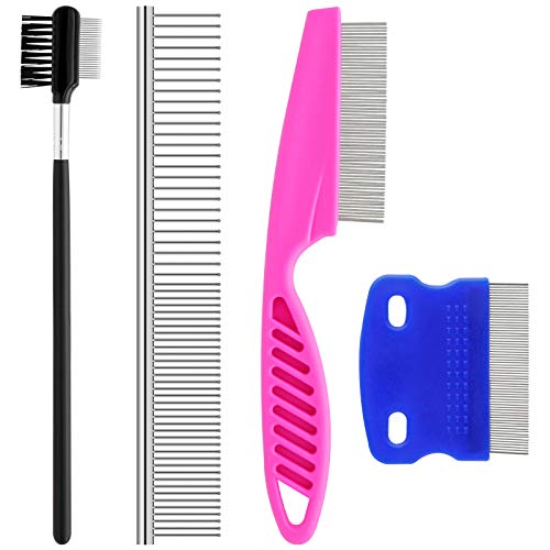 GUBCUB Pets Grooming Comb Kit for Small Dogs Puppies For Tear Stain Remover 2in1 with Round Teeth to Remove Knots Crust Mucus
