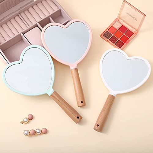 Trifecta Single-Sided Portable Travel Handheld Vanity Mirror with Hanging Hole in Handle Hand Mirror with Comfy Handle for Makeup,Small Cute Wood Hand Mirror(Heart, White Pack of 1) - Image 5