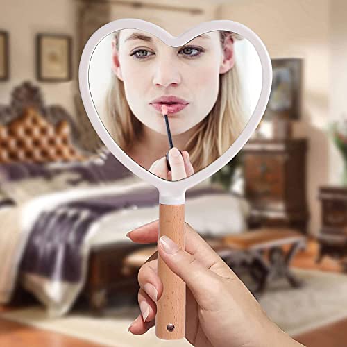 Trifecta Single-Sided Portable Travel Handheld Vanity Mirror with Hanging Hole in Handle Hand Mirror with Comfy Handle for Makeup,Small Cute Wood Hand Mirror(Heart, White Pack of 1) - Image 3