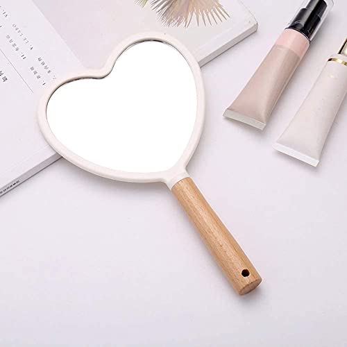 Trifecta Single-Sided Portable Travel Handheld Vanity Mirror with Hanging Hole in Handle Hand Mirror with Comfy Handle for Makeup,Small Cute Wood Hand Mirror(Heart, White Pack of 1) - Image 4