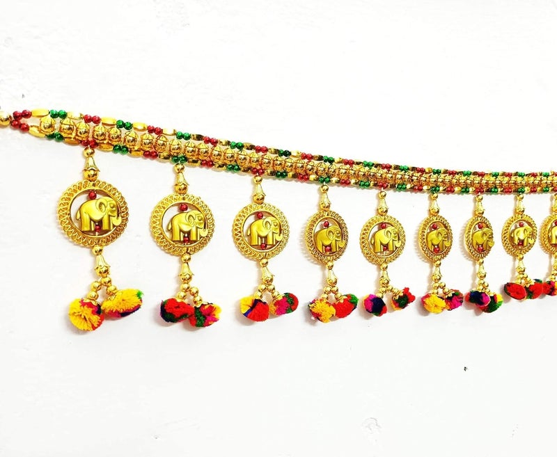 CREYENTES Handmade Fine Art Multi Zula Jummar Pearl Plastic Beads Door HangingBandarwalToran Garlands for HouseMandirTemple Decorations 3 Feet HATHI - Image 4