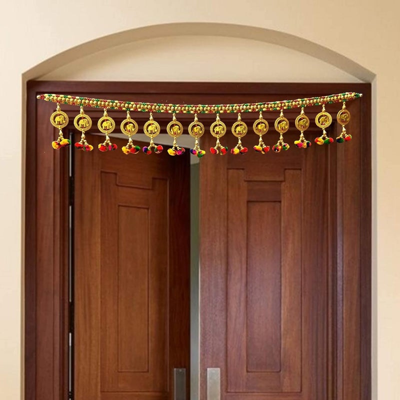 CREYENTES Handmade Fine Art Multi Zula Jummar Pearl Plastic Beads Door HangingBandarwalToran Garlands for HouseMandirTemple Decorations 3 Feet HATHI - Image 1
