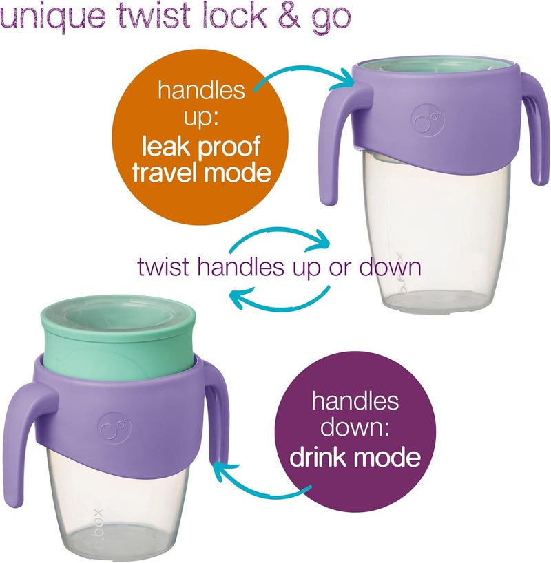 b.box 360 Cup - Toddler Sippy Cup with Silicone Drinking Rim, Spill Proof Locking Mechanism, 250ml (Lilac Pop) - Image 3