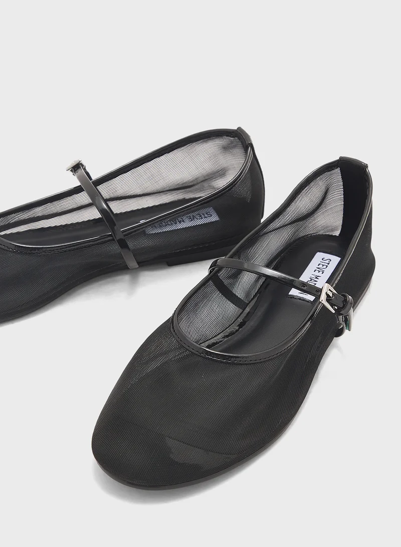 STEVE MADDEN Mash Buckle Strap Closed Toe Ballerinas