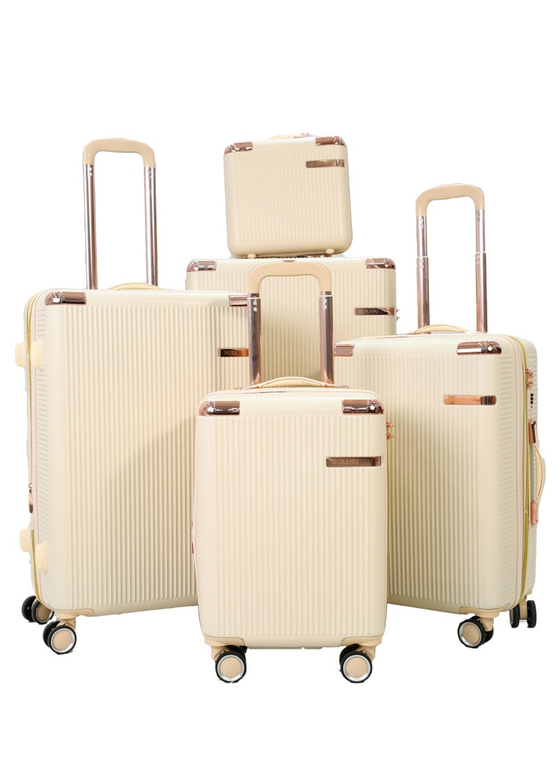 MORANO 5-Piece Luggage Trolley Bag Set Beige  - Image 1