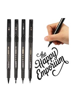 Y&D Calligraphy Pen Refill Brush for Lettering, 4 Size Black Marker Set Beginners Writing, Signature, Illustration, Design and Drawing  - Image 1