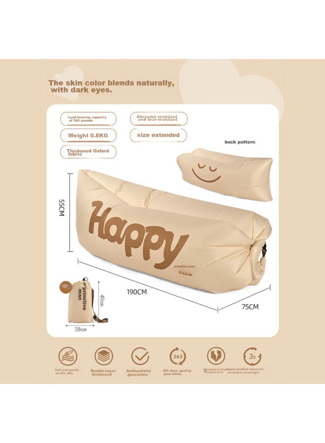 Primitive Man Yuanren Inflatable Sofa, Outdoor Camping, Lazy Air Single, Portable Camping, Music Festival Air Mattress, Sit And Lie, Milk Yellow - Image 1