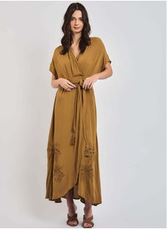 Fancy Cap Sleeves Dress With Embroidery