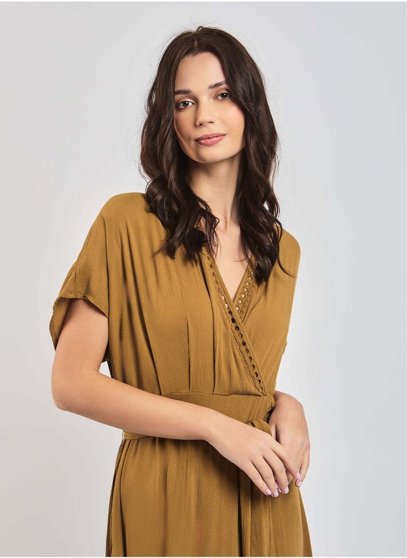 DALYDRESS - Fancy Cap Sleeves Dress With Embroidery - Image 1