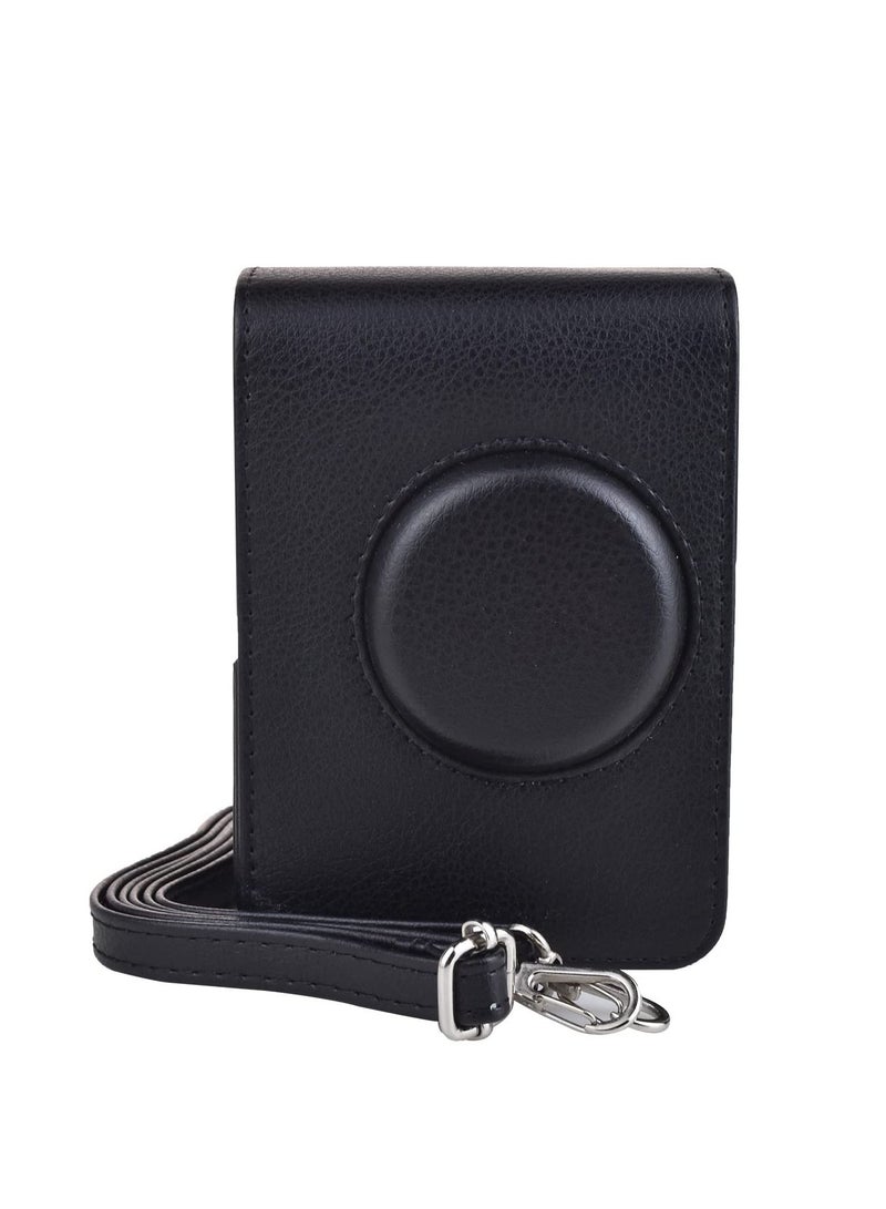 Instax Mini EVO Case Mini EVO Camera Case Compatible for Fuji Instax Mini EVO Camera with Adjustable Shoulder Strap in Black Lychee Texture Vertical Style - Image 1