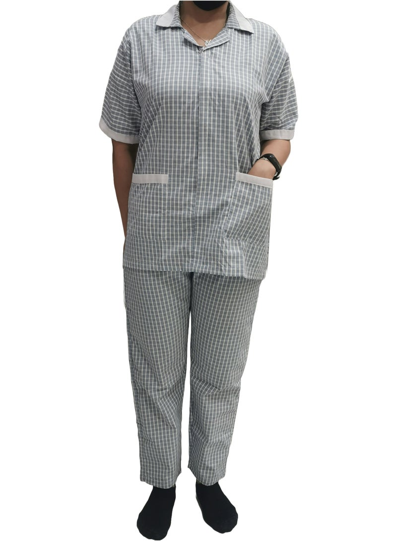 Rannah's Uniform Women's Housekeeper Uniform, Blue Housemaid Large Checkers Uniform Design, Summer Fabric, Light Fabric  - Image 3